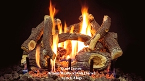 Weathered Oak Charred 2 burner 24 inch Logs  These logs were sourced from the Red Vermillion Cliffs and show off the rustic charred details just like the real thing!