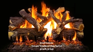 Weathered Oak Charred 2 Burner 36 inch Logs  These logs were sourced from the Red Vermillion Cliffs and show off the rustic charred details just like the real thing!