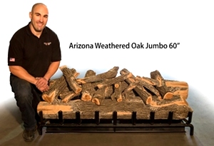 60 INCH VENTED GRAND CANYON WEATHERED OAK LOG SET 